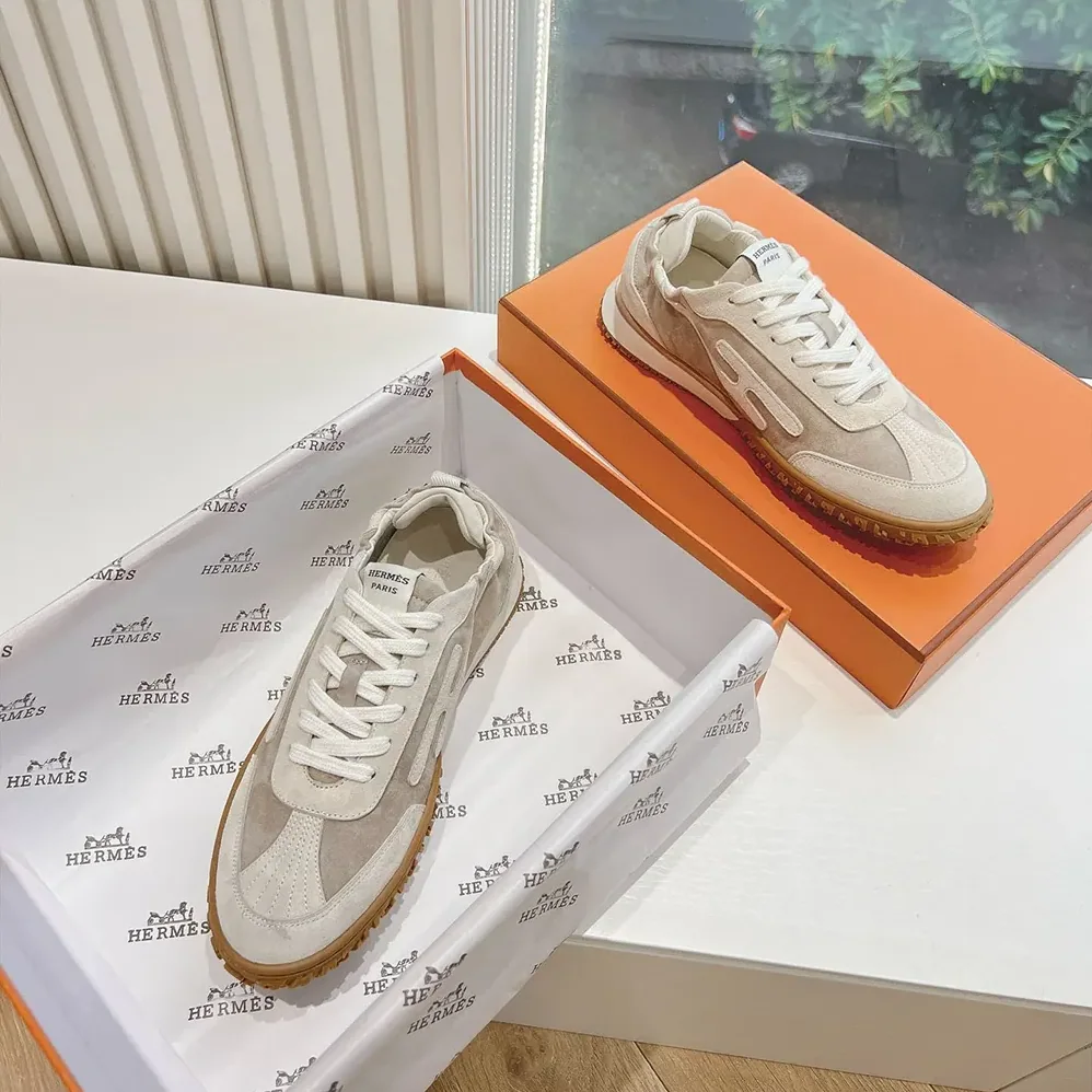Hermes Jet Sneaker in Technical Canvas and Suede Goatskin for Unisex in Beige Hermes Jet Sneaker in Technical Canvas and Suede Goatskin for Unisex in Beige
