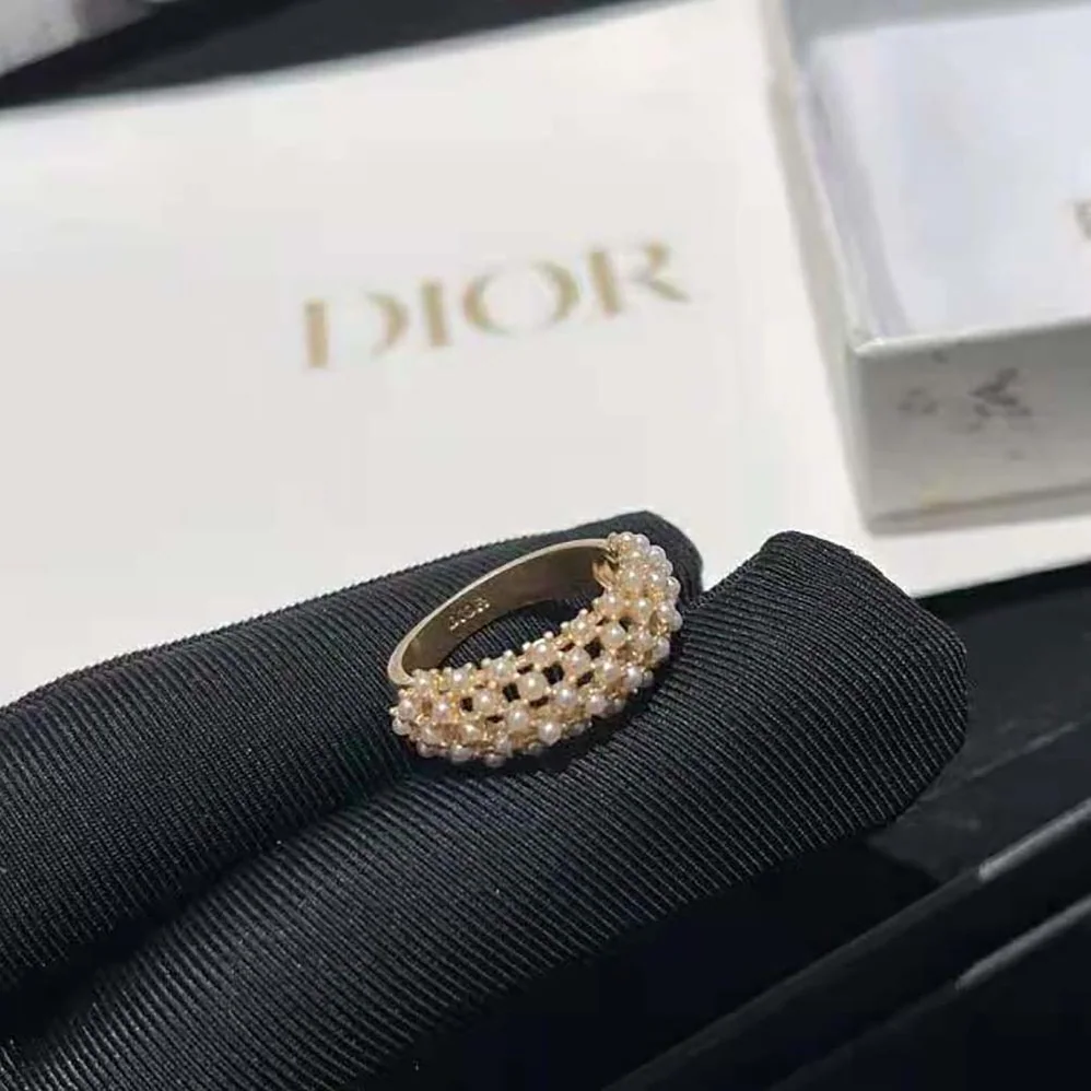 Dior D-Renaissance Ring Gold-Finish Metal and White Resin Pearls for Women Dior D-Renaissance Ring Gold-Finish Metal and White Resin Pearls for Women