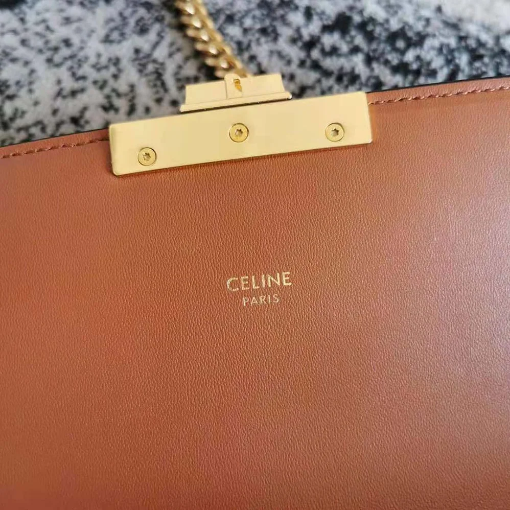 Celine Chain Bag Triomphe in Triomphe Canvas for Women in Tan