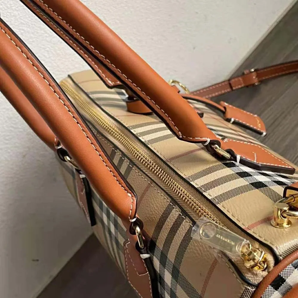 Burberry Check Medium Bowling Bag for Women in Brown