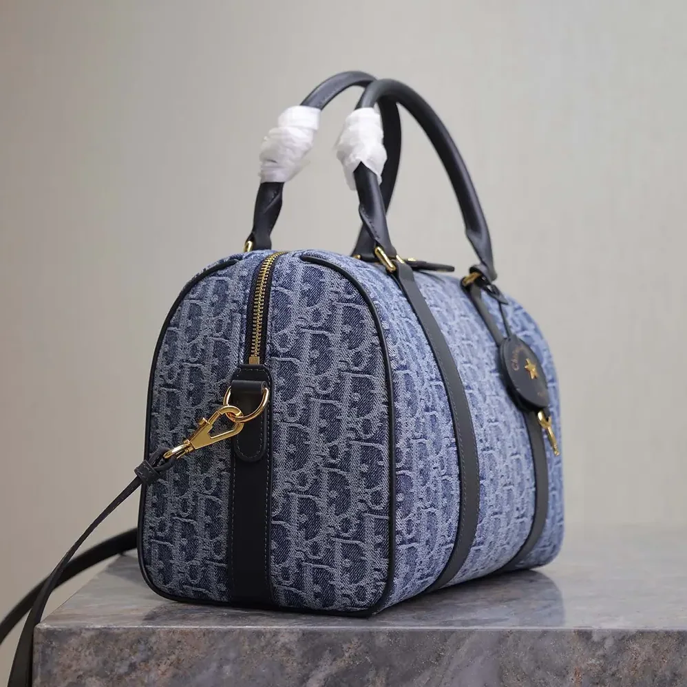 Dior Groove 25 Bag Blue Denim Dior Oblique Jacquard for Women