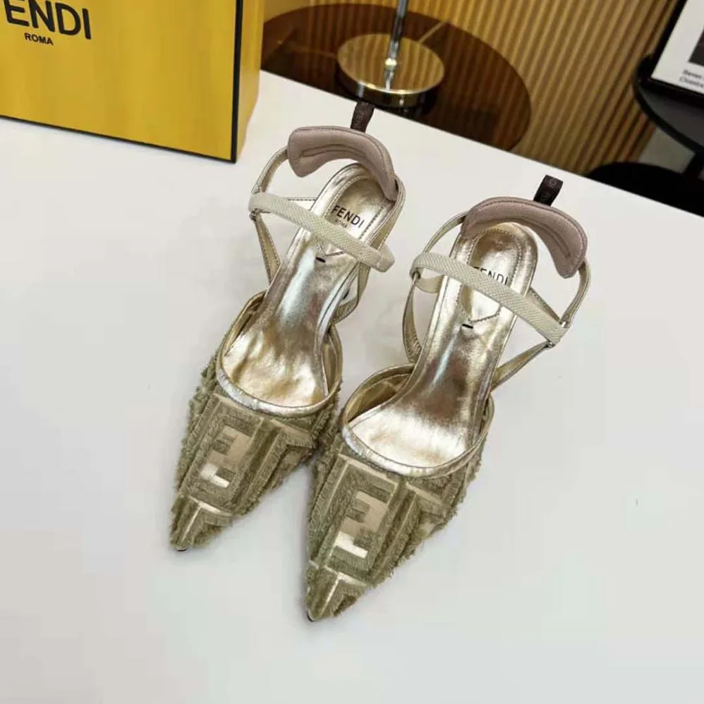Fendi Colibrì Lite Gold Mesh High for Women in Heeled Slingbacks