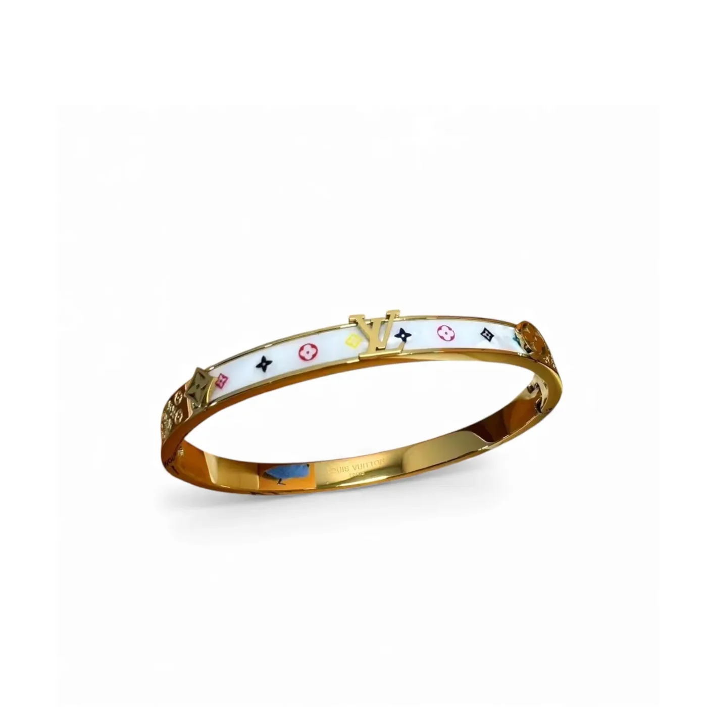 Louis Vuitton Monogram Cuff Bangle Gold Hardware