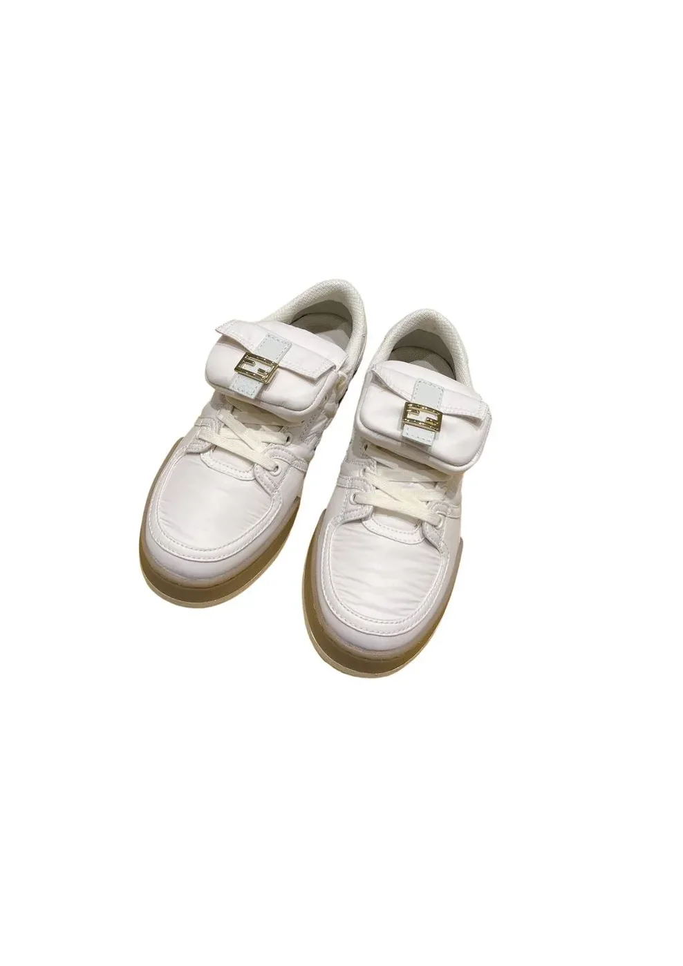 FD Fendi Match Lace-Up Low in Top Sneakers White
