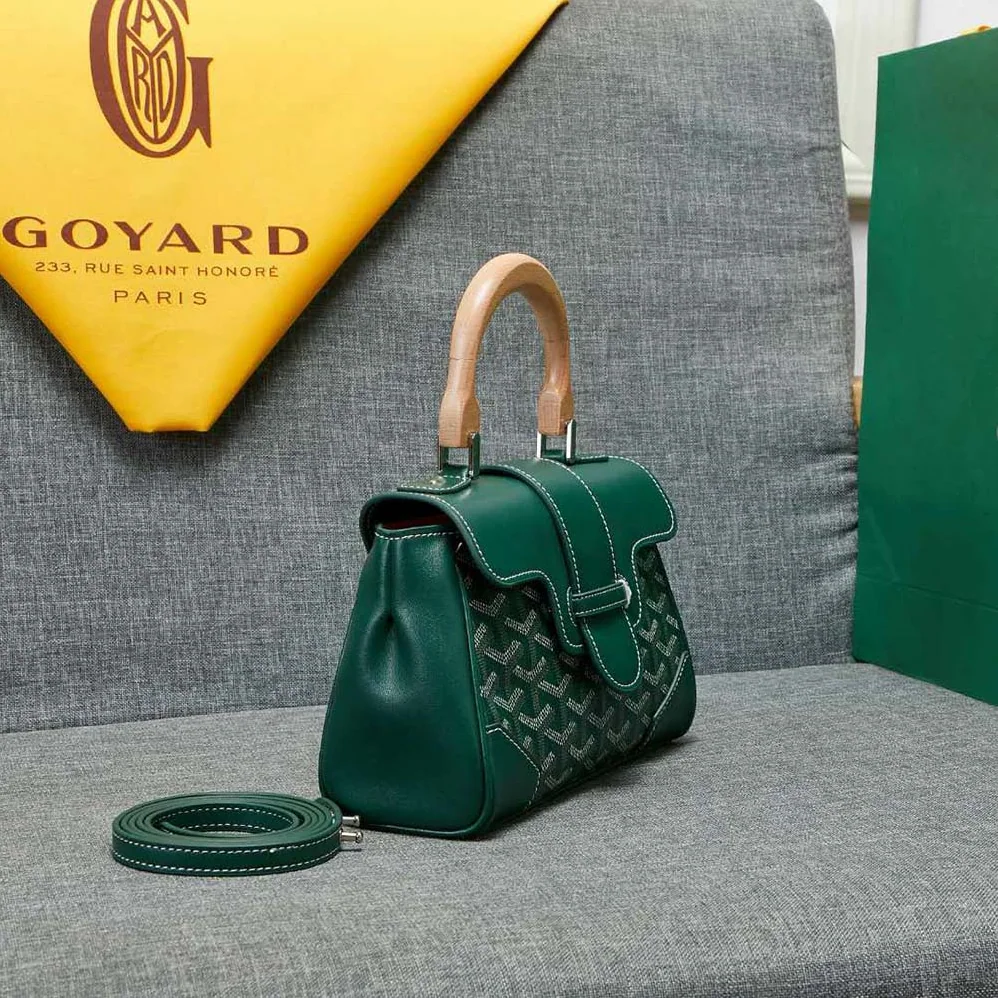 Goyard Sac Saïgon Souple Mini in Toile Goyardine & Chevroches Calfskin for Women in Green Goyard Sac Saïgon Souple Mini in Toile Goyardine & Chevroches Calfskin for Women in Green