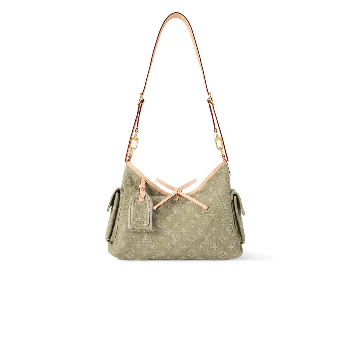 Louis Vuitton Carryall Cargo PM Shoulder Bag in Khaki Denim Gold Hardware