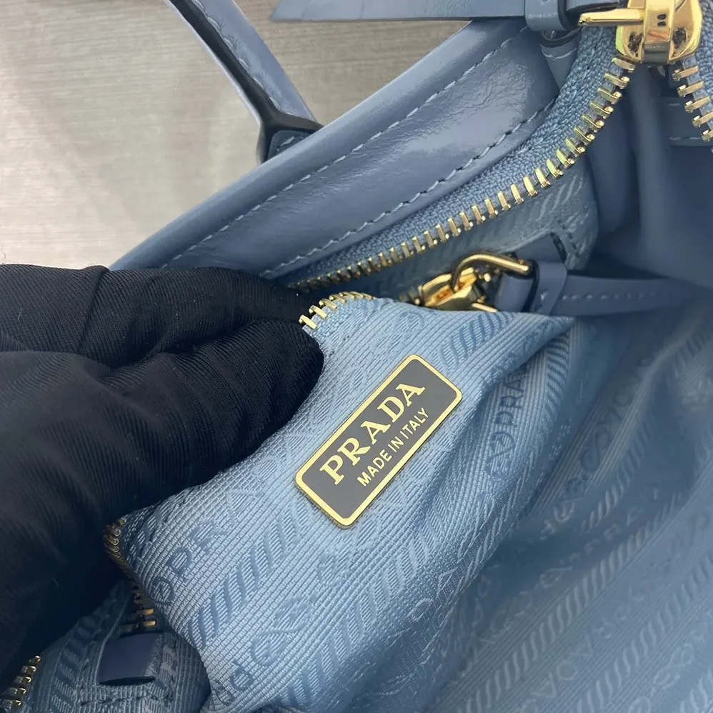 Prada Bonnie Leather Mini Handbag for Women in Light Blue
