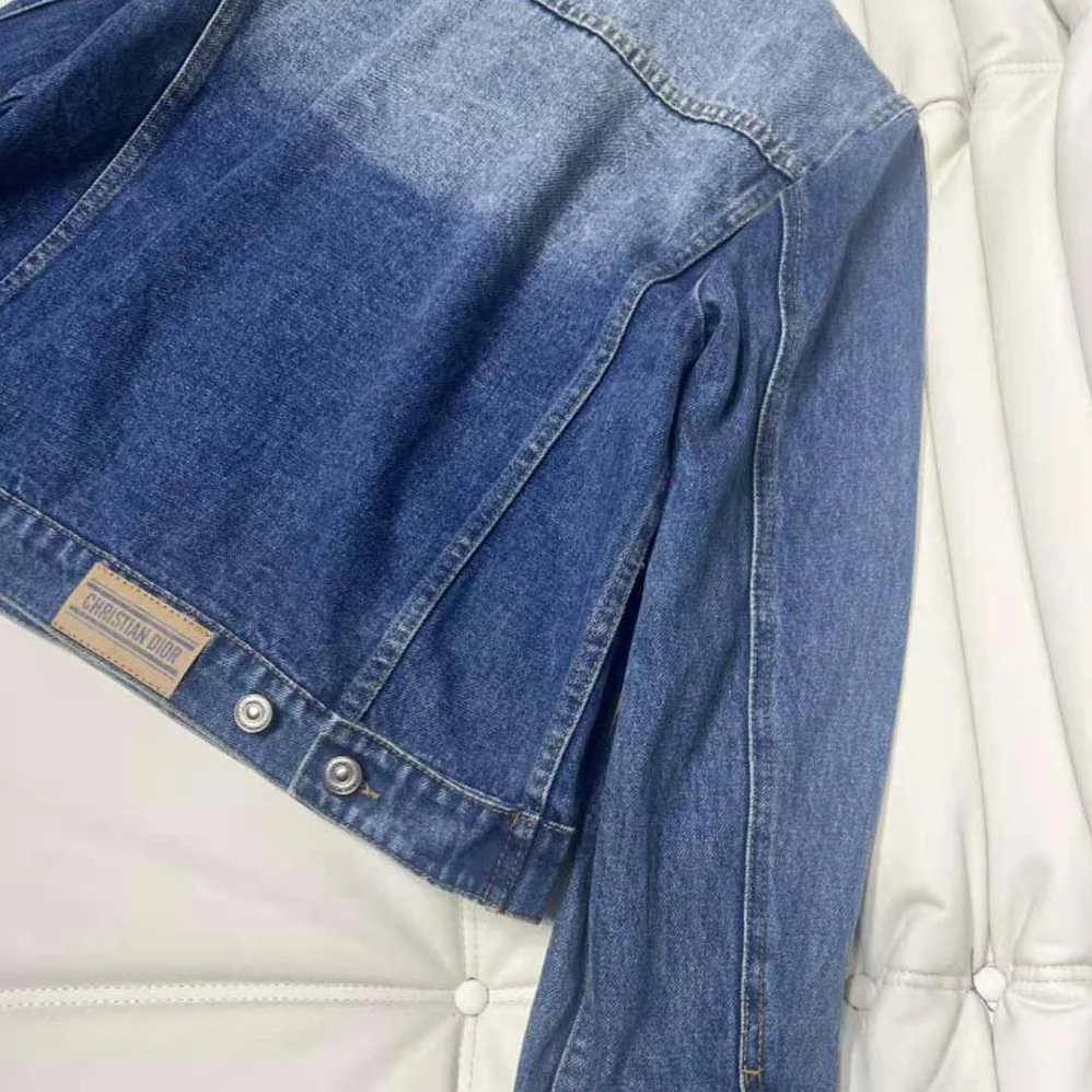 Dior Cropped Jacket Blue Stonewashed Cotton Denim for Women