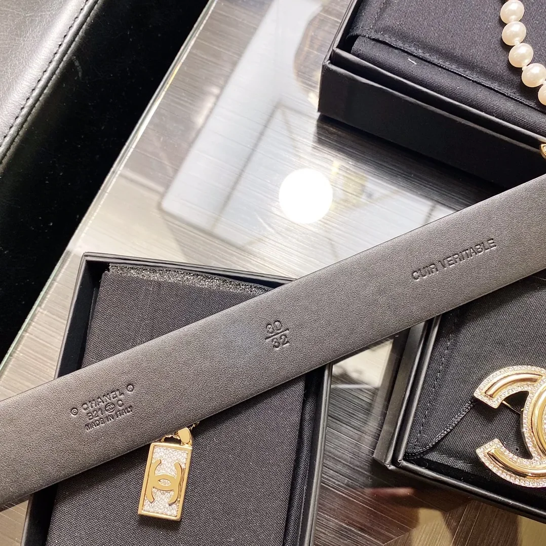 Chanel Mini Stone Interlocking C Buckle Belt Black Chanel Mini Stone Interlocking C Buckle Belt Black