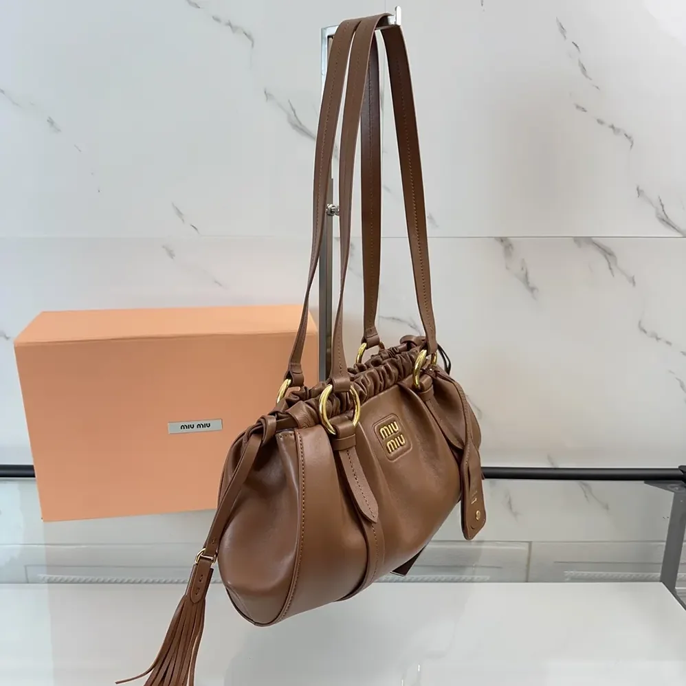 Miu Miu Joie Nappa Leather Bag for Women in Brown Miu Miu Joie Nappa Leather Bag for Women in Brown