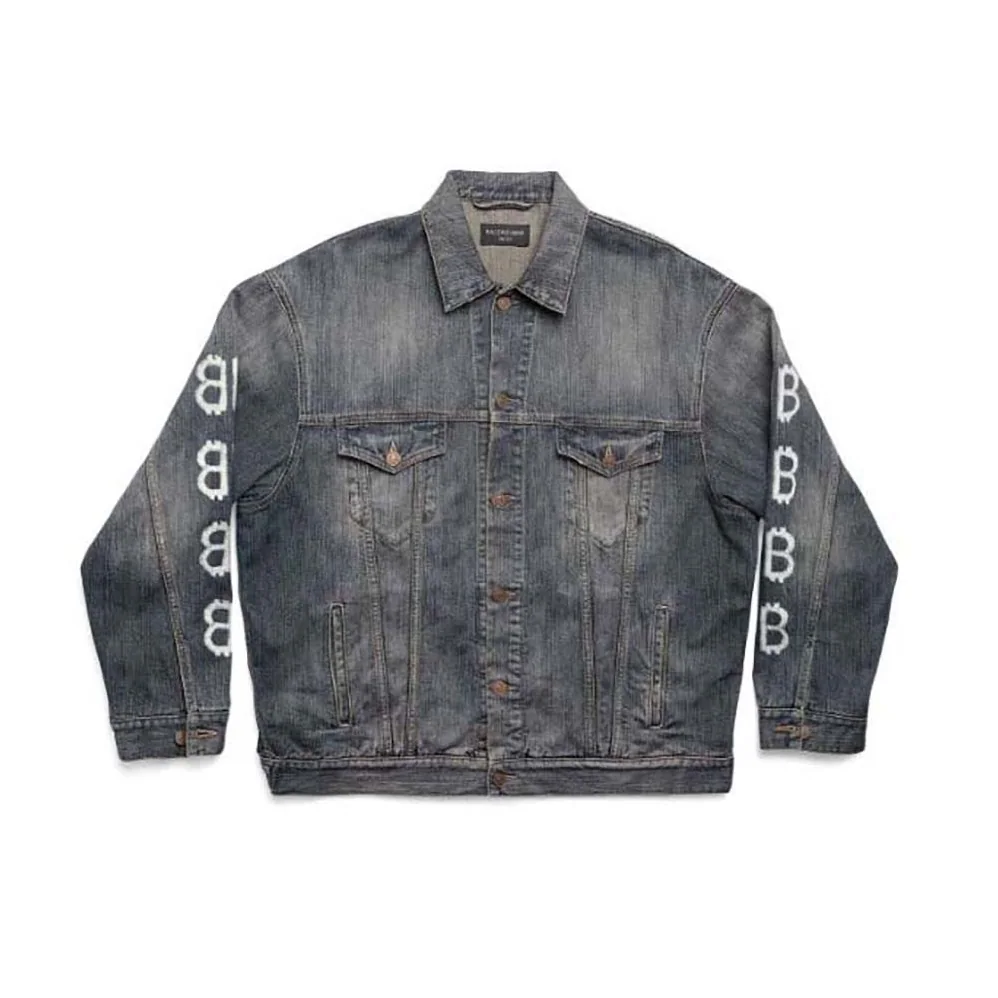 Balenciaga Crypto Large Fit Jacket in Light Blue for Men Balenciaga Crypto Large Fit Jacket in Light Blue for Men
