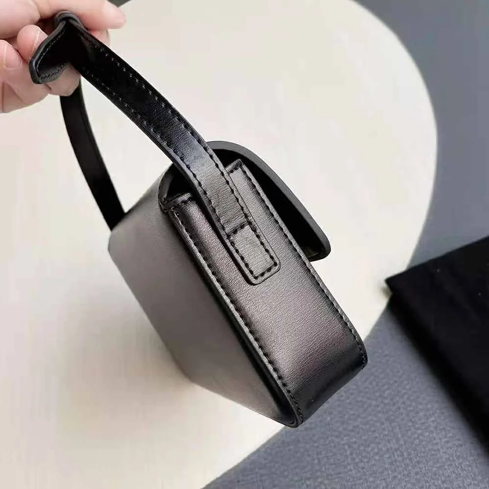 Celine Triomphe Shoulder Bag in Shiny Calfskin for Women in Black