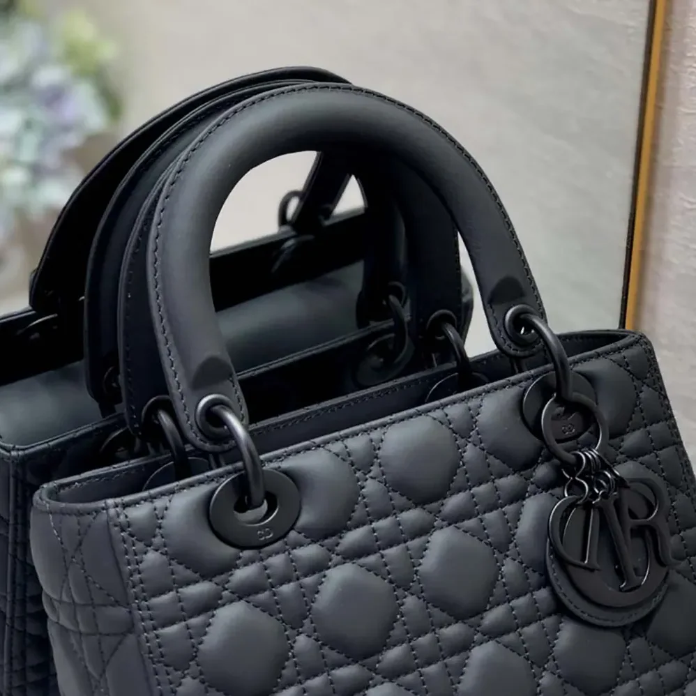 Dior Medium Lady Dior Bag Black Ultramatte Cannage Calfskin for Women Dior Medium Lady Dior Bag Black Ultramatte Cannage Calfskin for Women