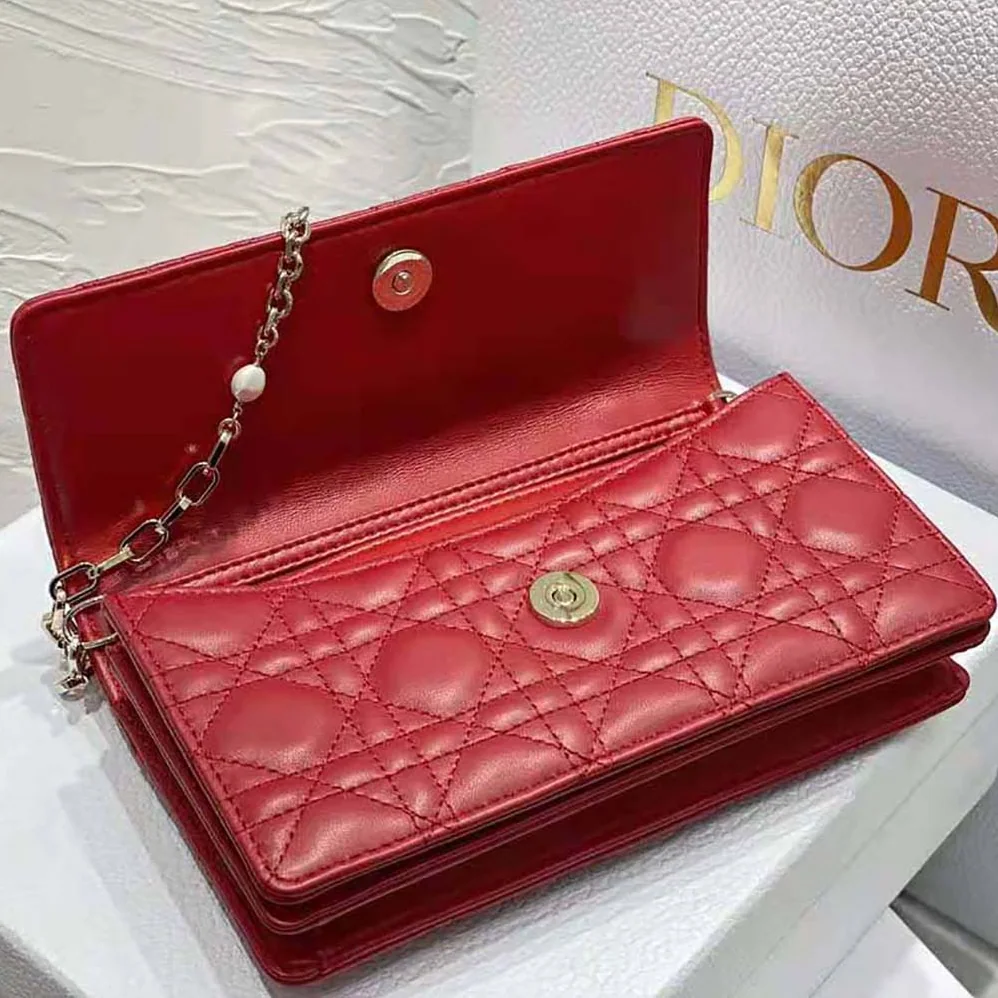 Dior Lady Dior Top Handle Clutch Scarlet Red Cannage Lambskin for Women Dior Lady Dior Top Handle Clutch Scarlet Red Cannage Lambskin for Women