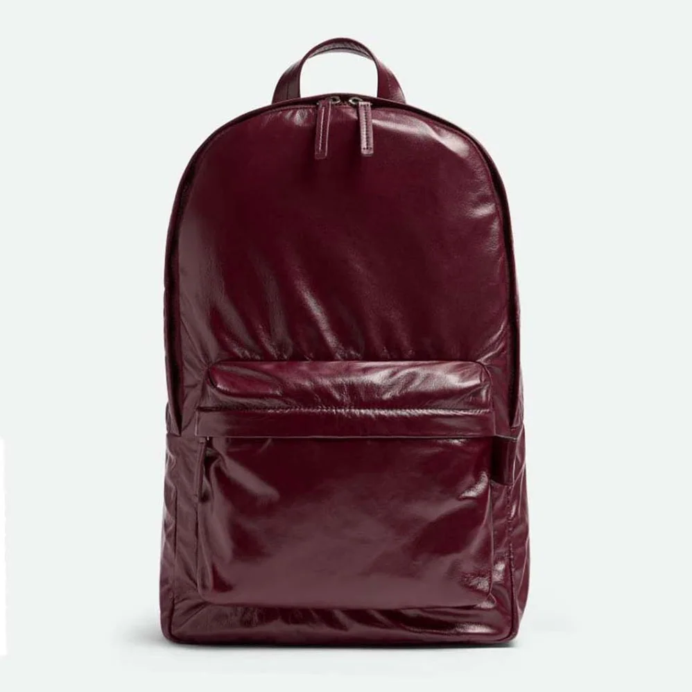 Bottega Veneta Medium Archetype Backpack Crafted from Supple Lambskin Leather for Men in Maroon