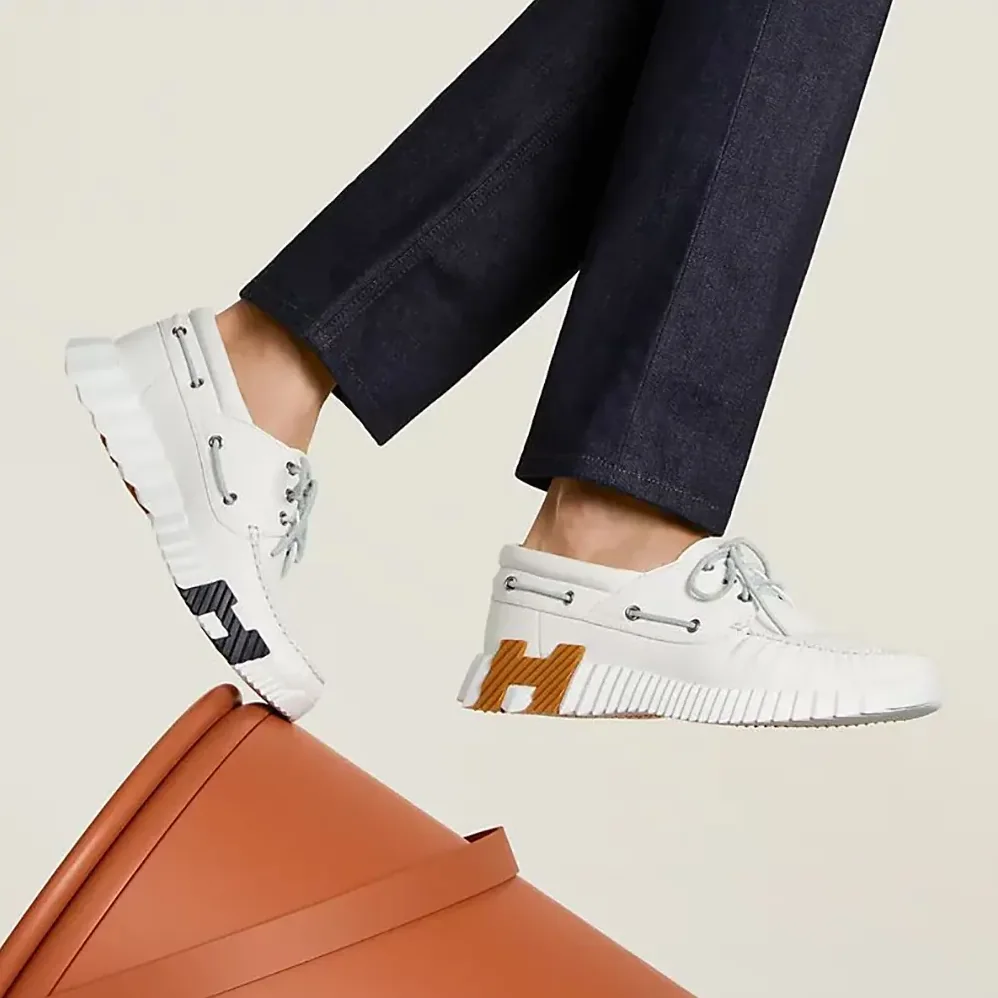 Hermes Ketch Sneaker in Deerskin for Men in White