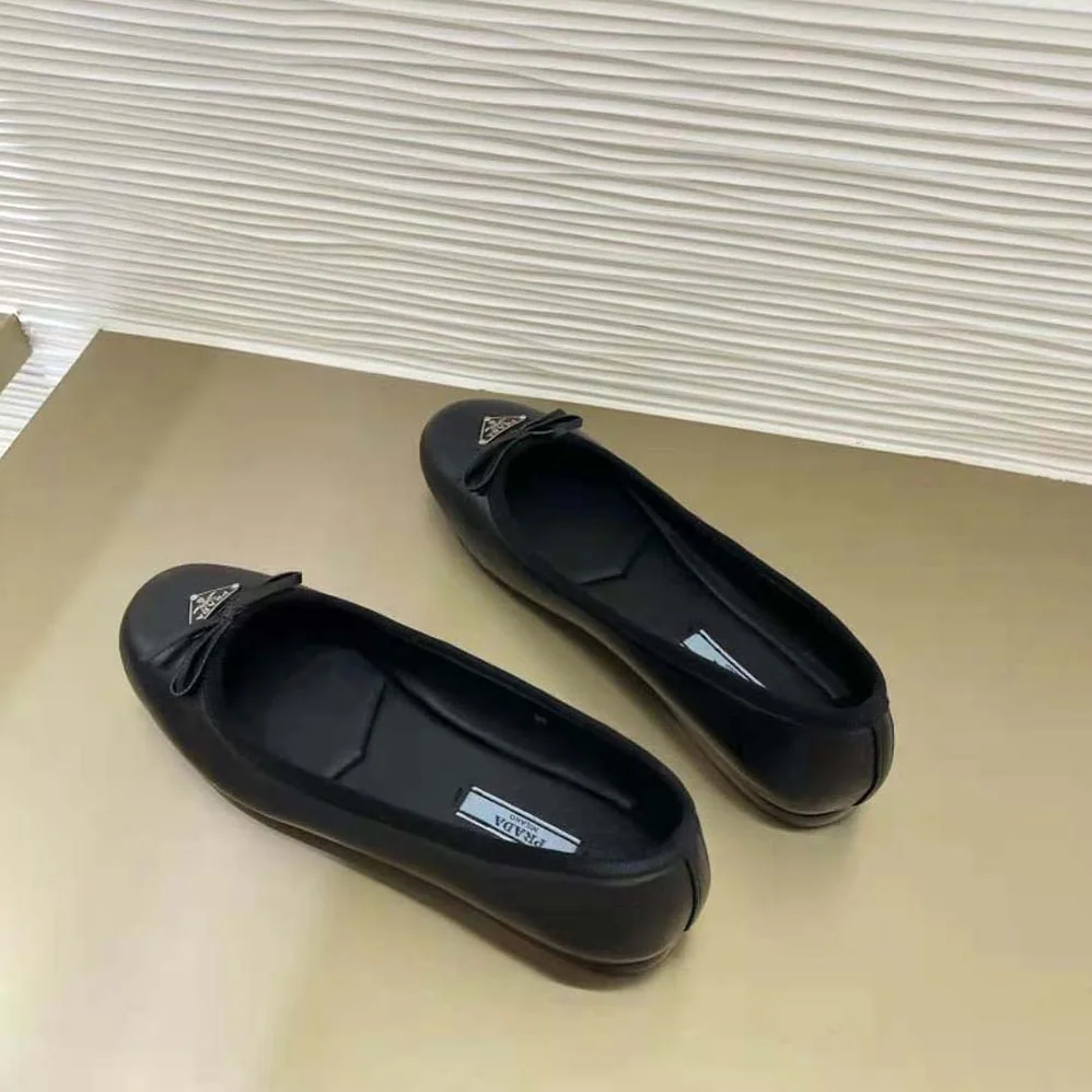 Prada Nappa Leather Ballerinas for Women in Black