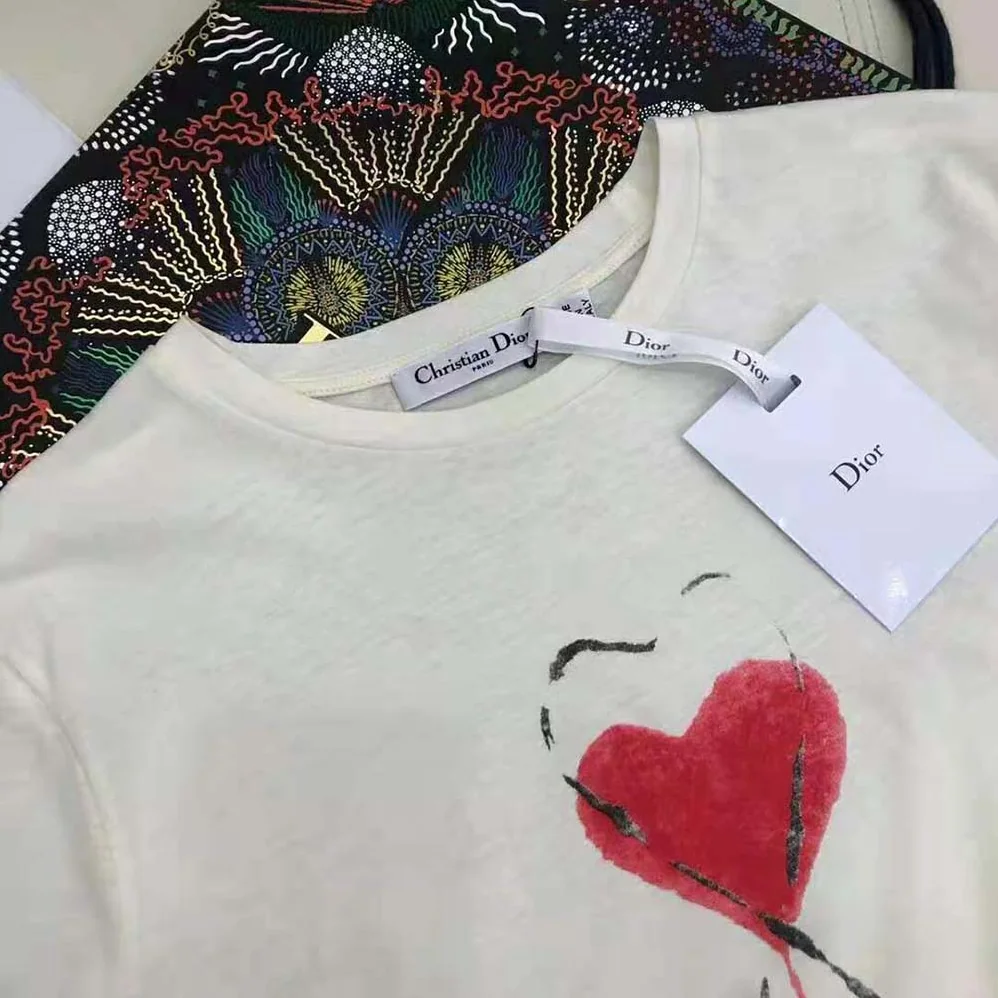 Dior Love Moves T-shirt Ecru Cotton Jersey and Linen for Women Dior Love Moves T-shirt Ecru Cotton Jersey and Linen for Women