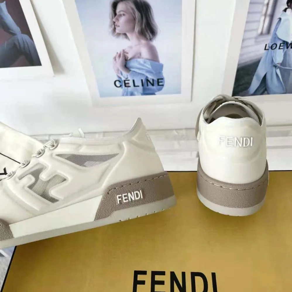 Fendi Match White Mesh Low Tops for Unisex Fendi Match White Mesh Low Tops for Unisex