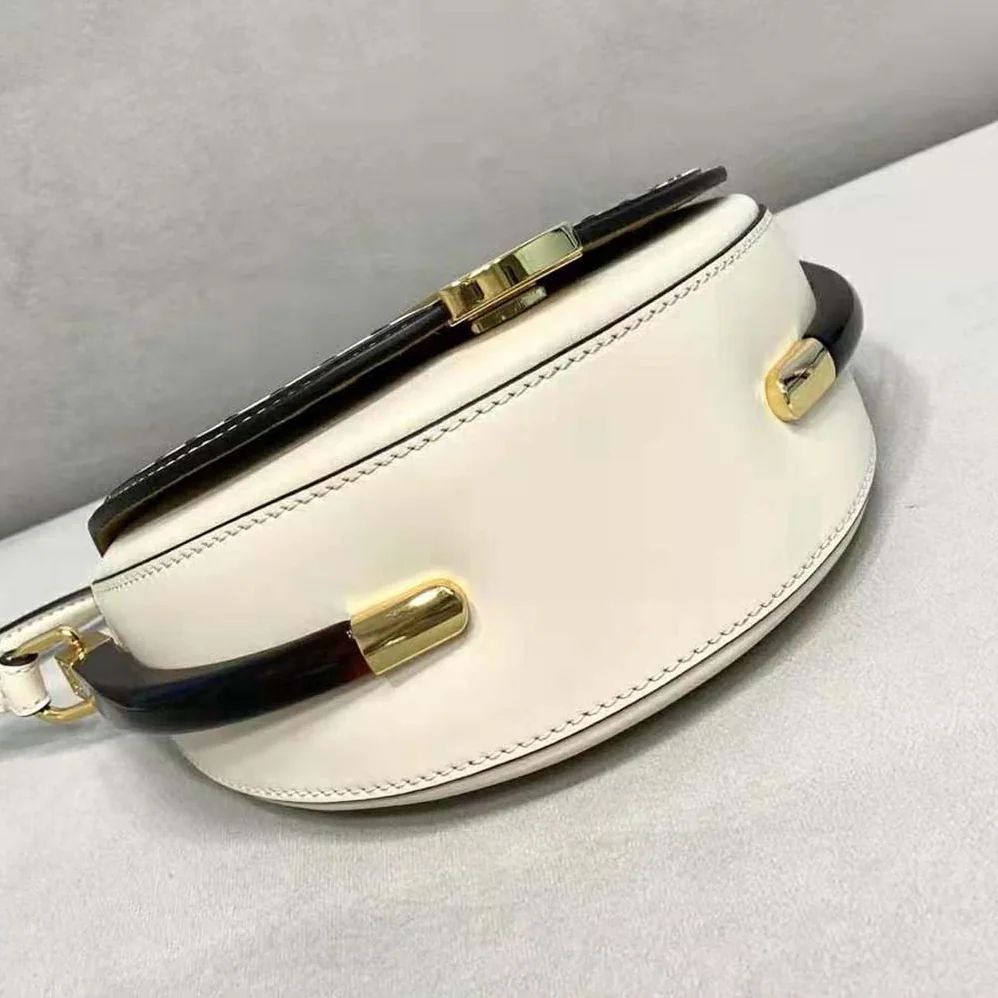Fendi Moonlight Hand-Stitched Leather Satchel Bag for Women in White Fendi Moonlight Hand-Stitched Leather Satchel Bag for Women in White