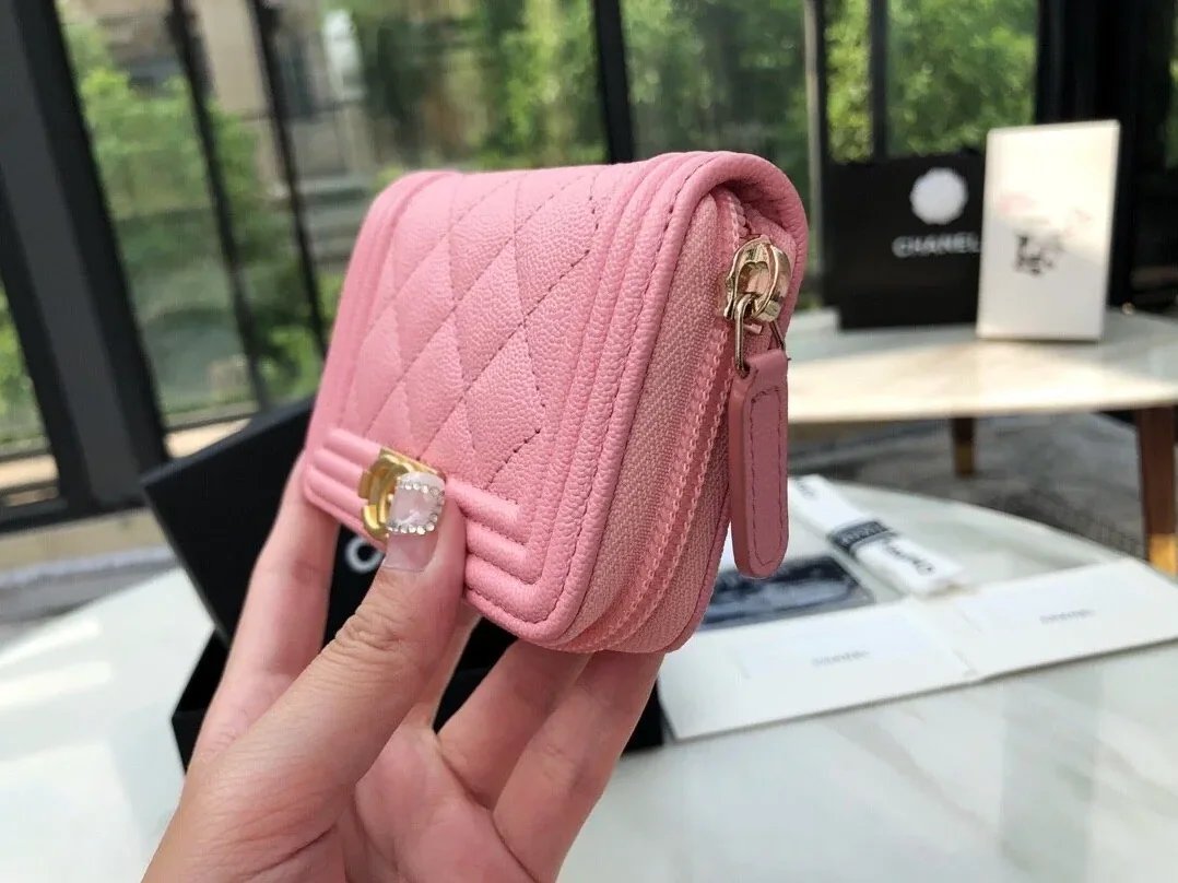 Chanel CO-CO Boy Chanel Zipped Coin Purse in Gold Toned Hardware Pink Chanel CO-CO Boy Chanel Zipped Coin Purse in Gold Toned Hardware Pink