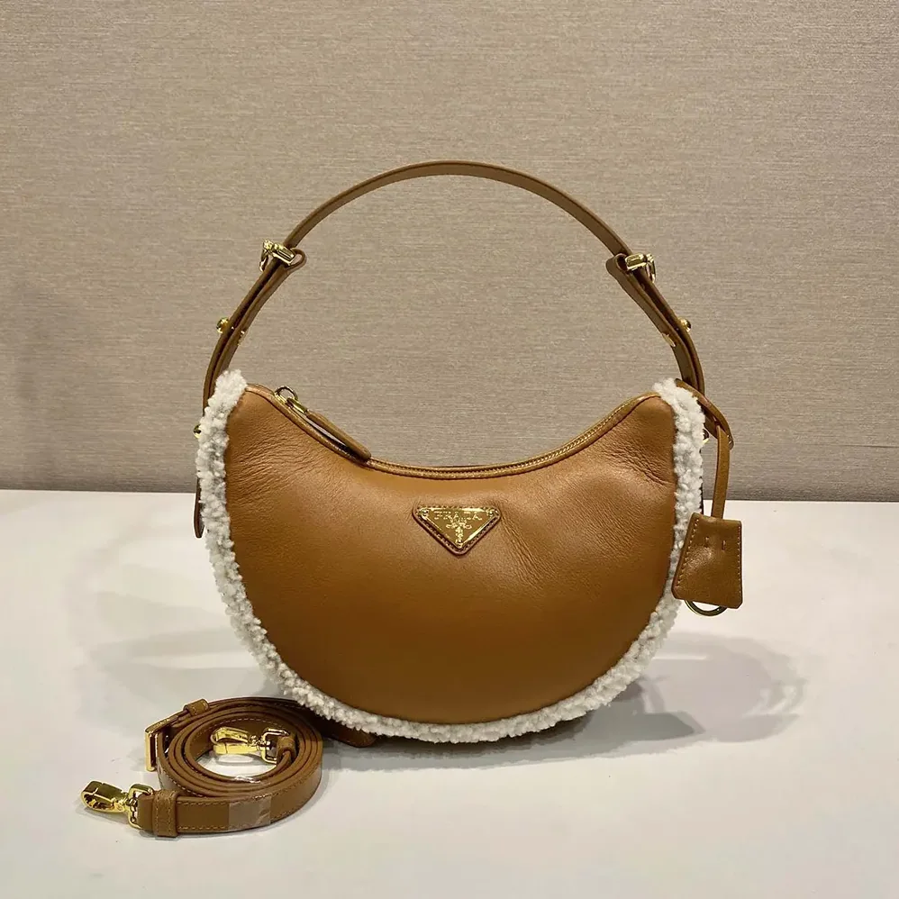 Prada Arqué Small Shearling Shoulder Bag for Women Prada Arqué Small Shearling Shoulder Bag for Women