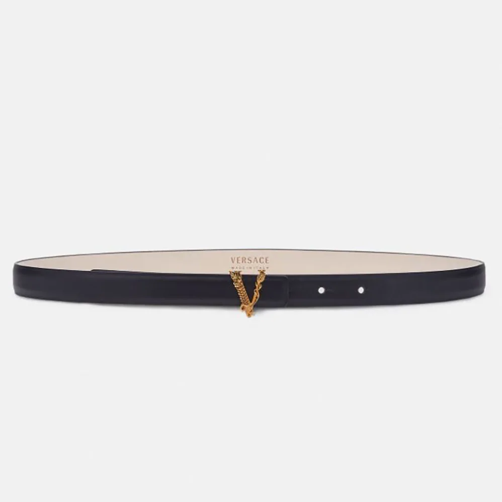 Versace Virtus Thin Waist belt in Calf Leather for Women in Black Versace Virtus Thin Waist belt in Calf Leather for Women in Black