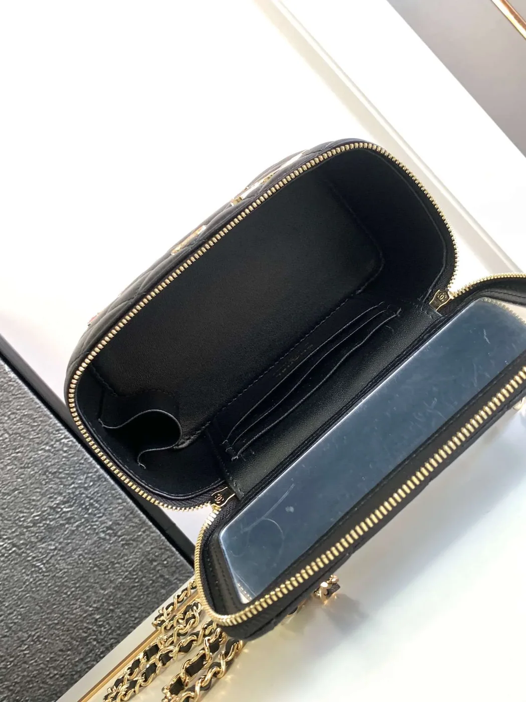 Chanel Vanity Case Shoulder Bag in Black Gold Hardware Chanel Vanity Case Shoulder Bag in Black Gold Hardware