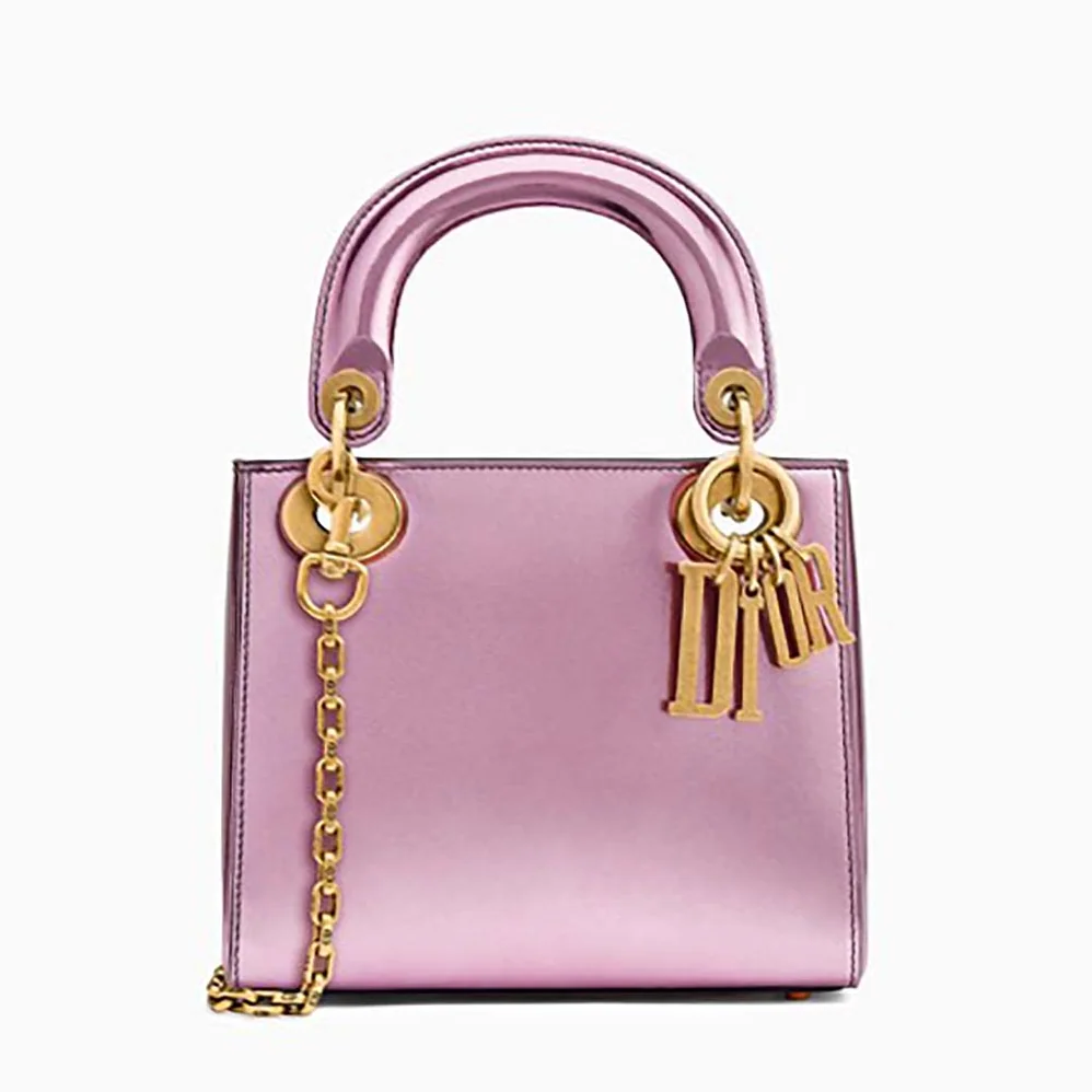 Dior Mini Lady Dior Bag with Chain Pink Metallic Calfskin Dior Mini Lady Dior Bag with Chain Pink Metallic Calfskin