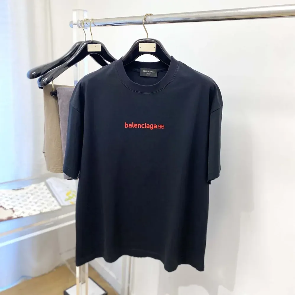 Balenciaga Back Medium Fit T-Shirt in Faded Black and Red Dry Jersey for Men Balenciaga Back Medium Fit T-Shirt in Faded Black and Red Dry Jersey for Men