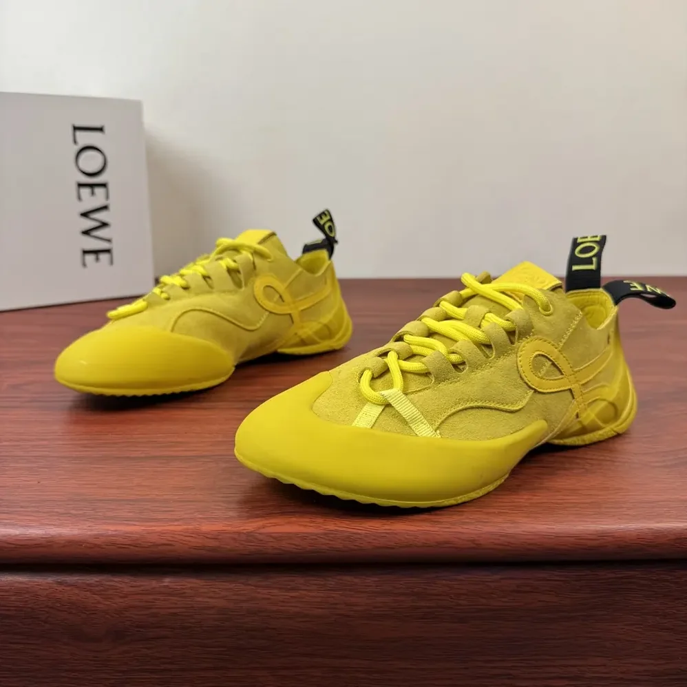 Loewe Grip Sneaker in Calfskin Suede for Unisex in Yellow