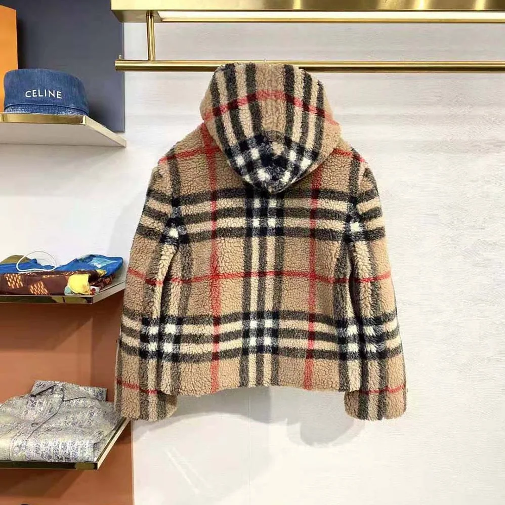 Burberry Check Fleece Hooded Jacket for Men