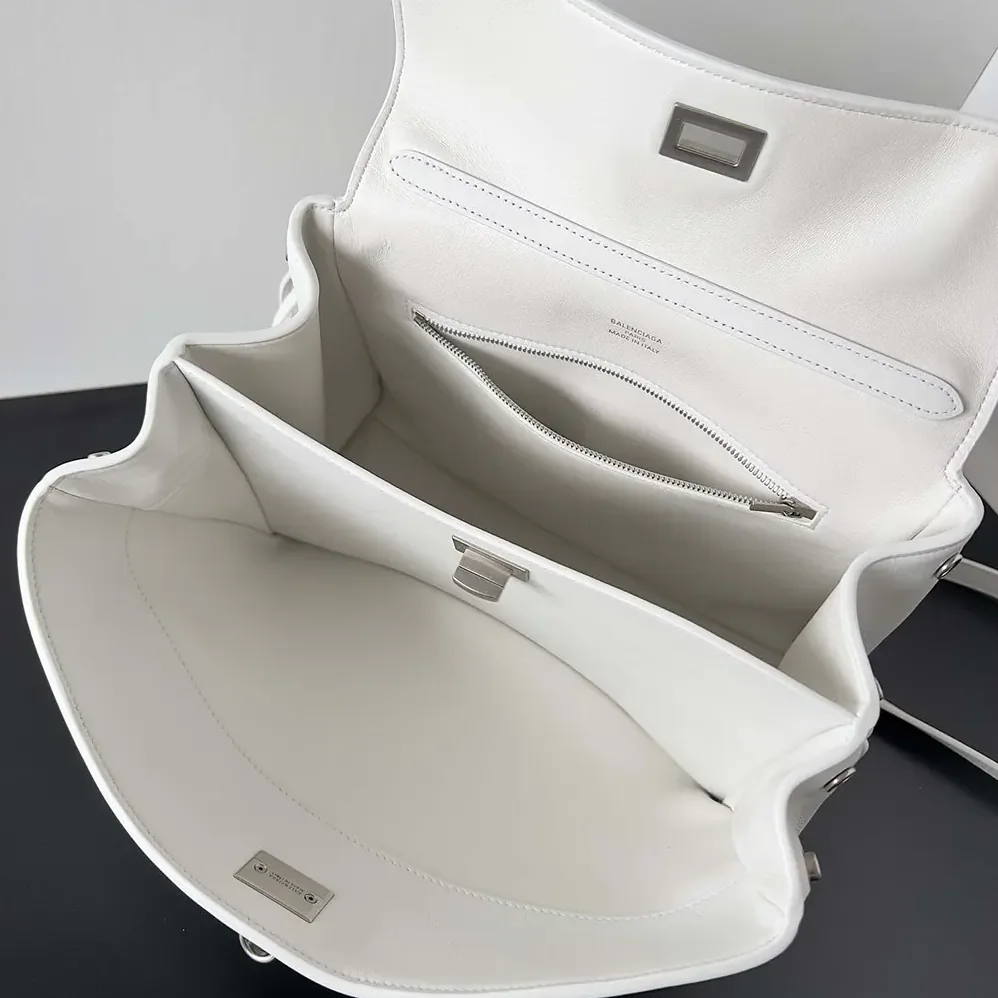 Balenciaga Rodeo Small Handbag in White Smooth Calfskin for Women in Silver
