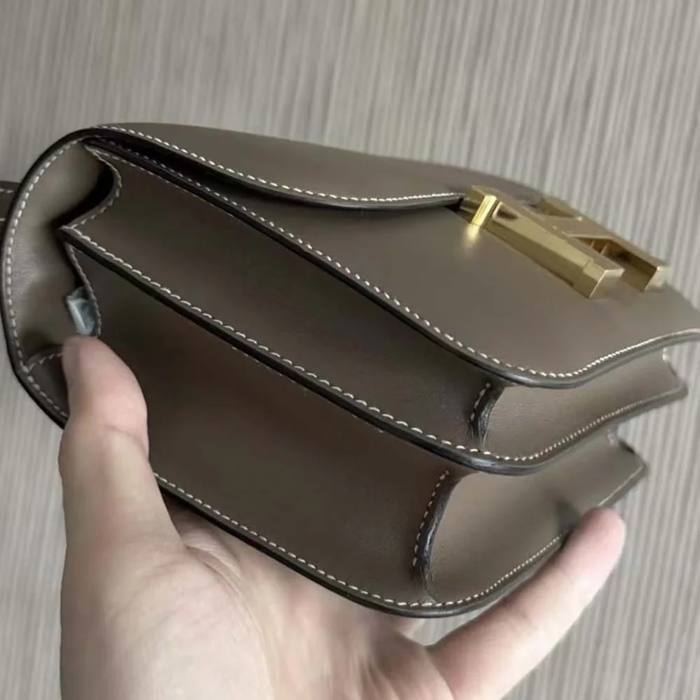 Hermes Constance 19 Bag Box Calf Leather for Women in Grey/Gold