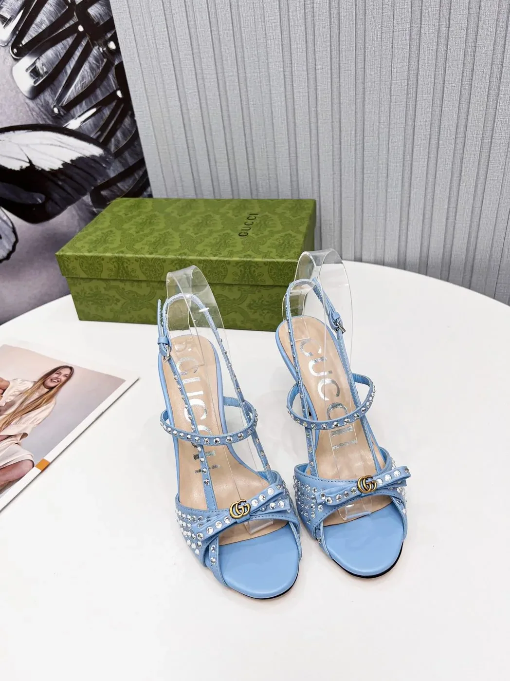Gucci Sandal With Crystals Light Blue for Women