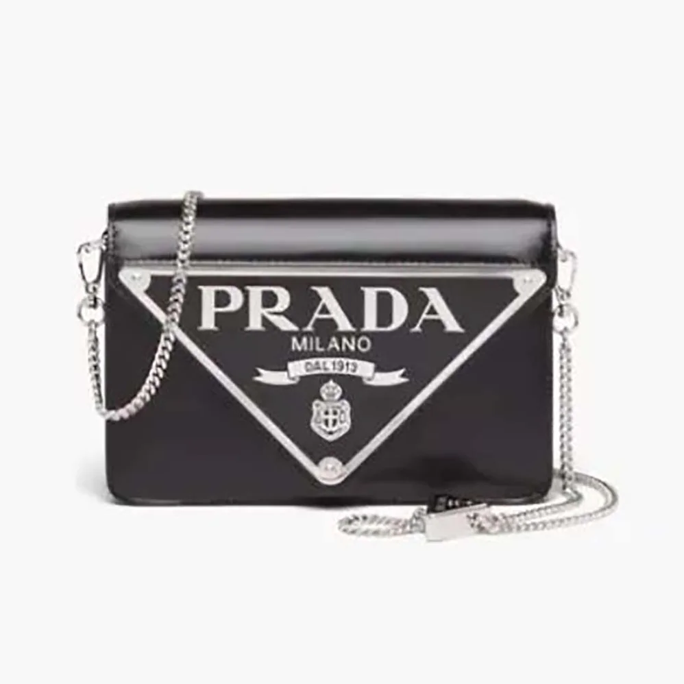Prada Brushed Leather Shoulder Bag for Women in Black Prada Brushed Leather Shoulder Bag for Women in Black