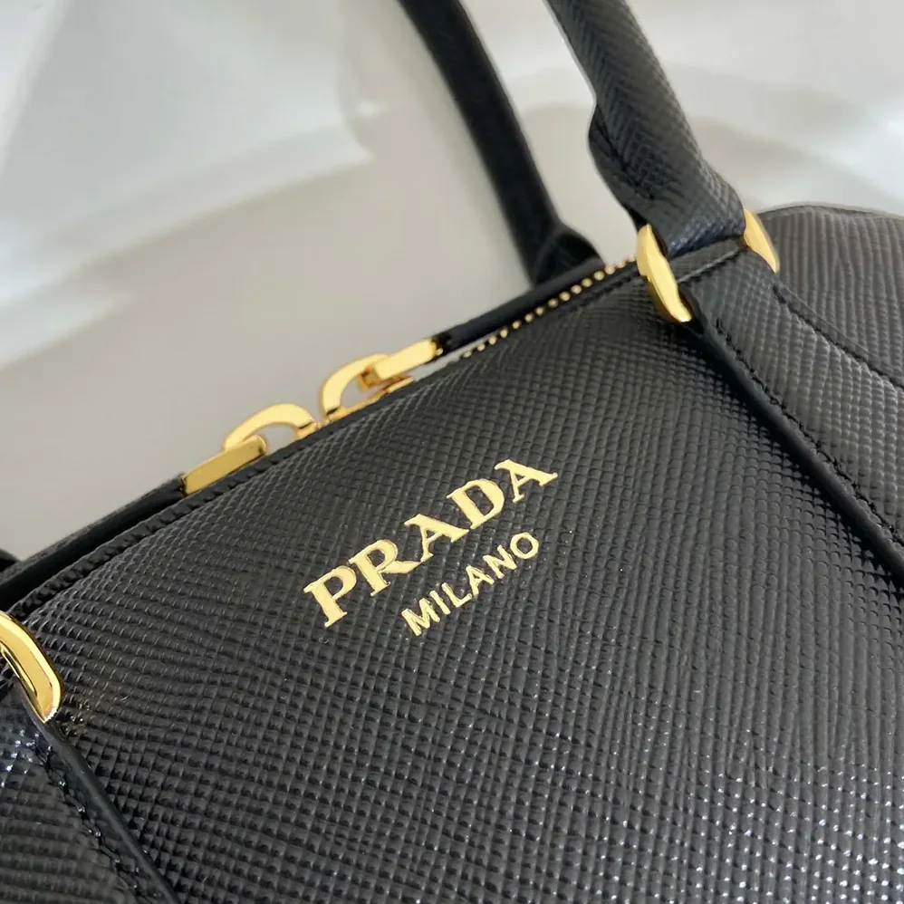 Prada Medium Saffiano Leather Bag for Women in Black Prada Medium Saffiano Leather Bag for Women in Black