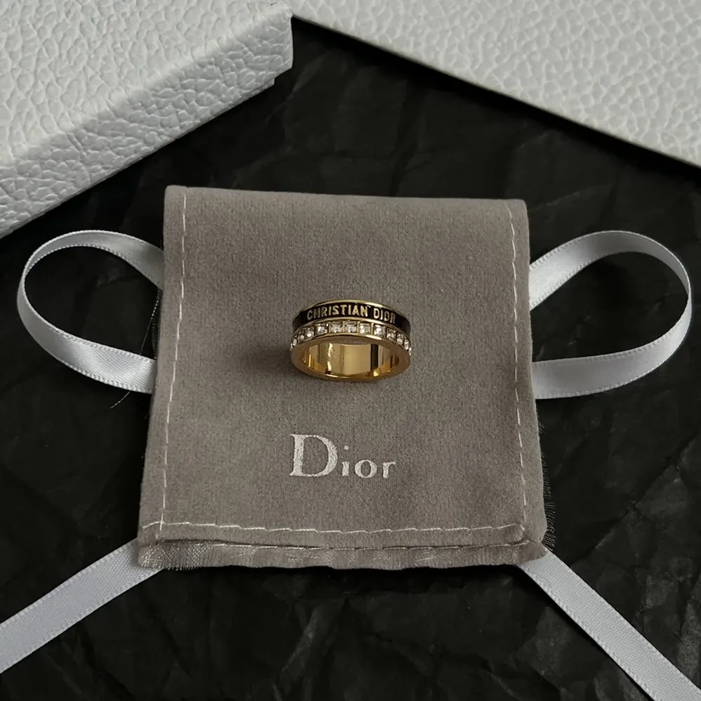 Dior Night Code Ring Gold-Finish Metal White Crystals and Black Lacquer for Women Dior Night Code Ring Gold-Finish Metal White Crystals and Black Lacquer for Women