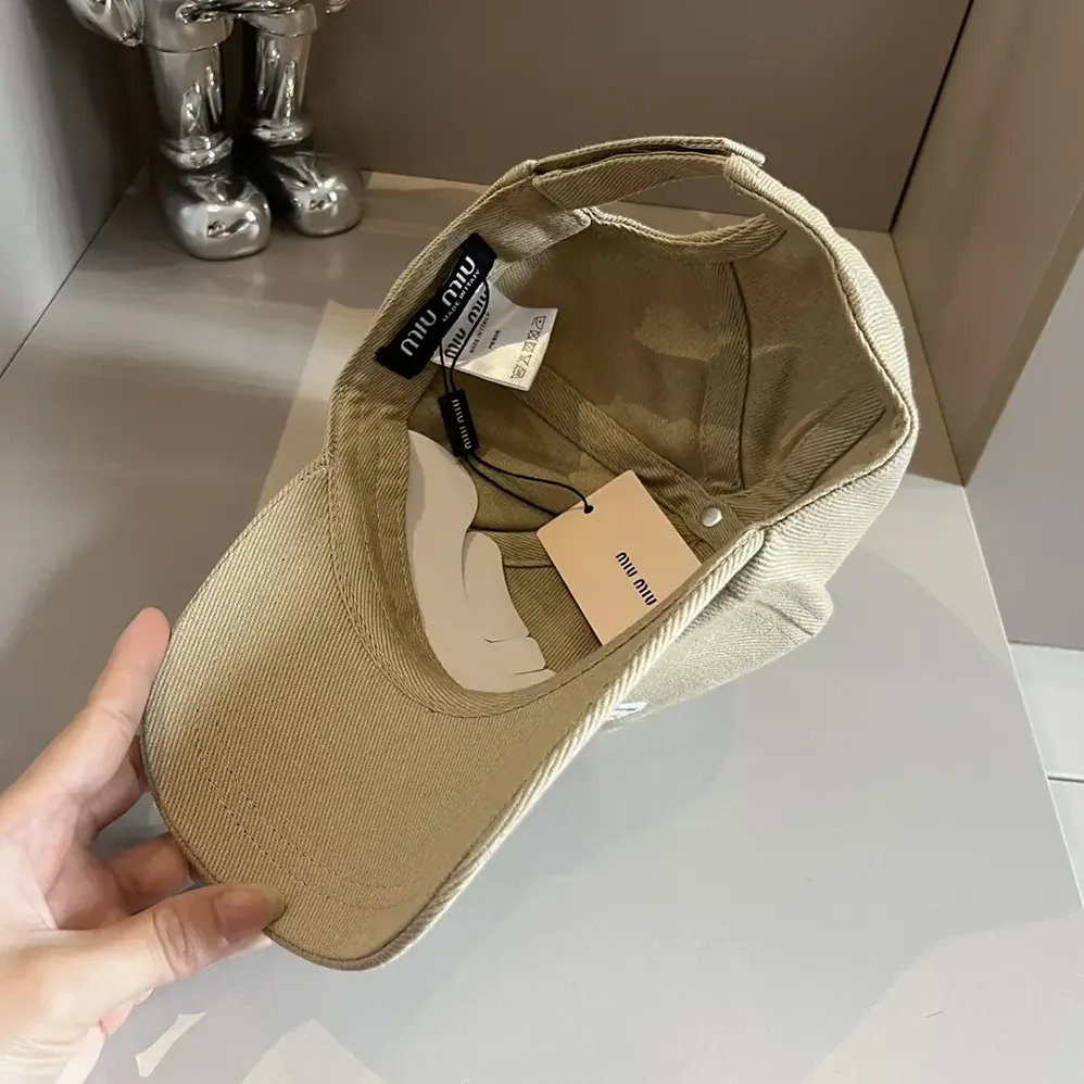 Miu Miu Drill Baseball Cap-Beige 5HC179_2DXI_F011P for Women