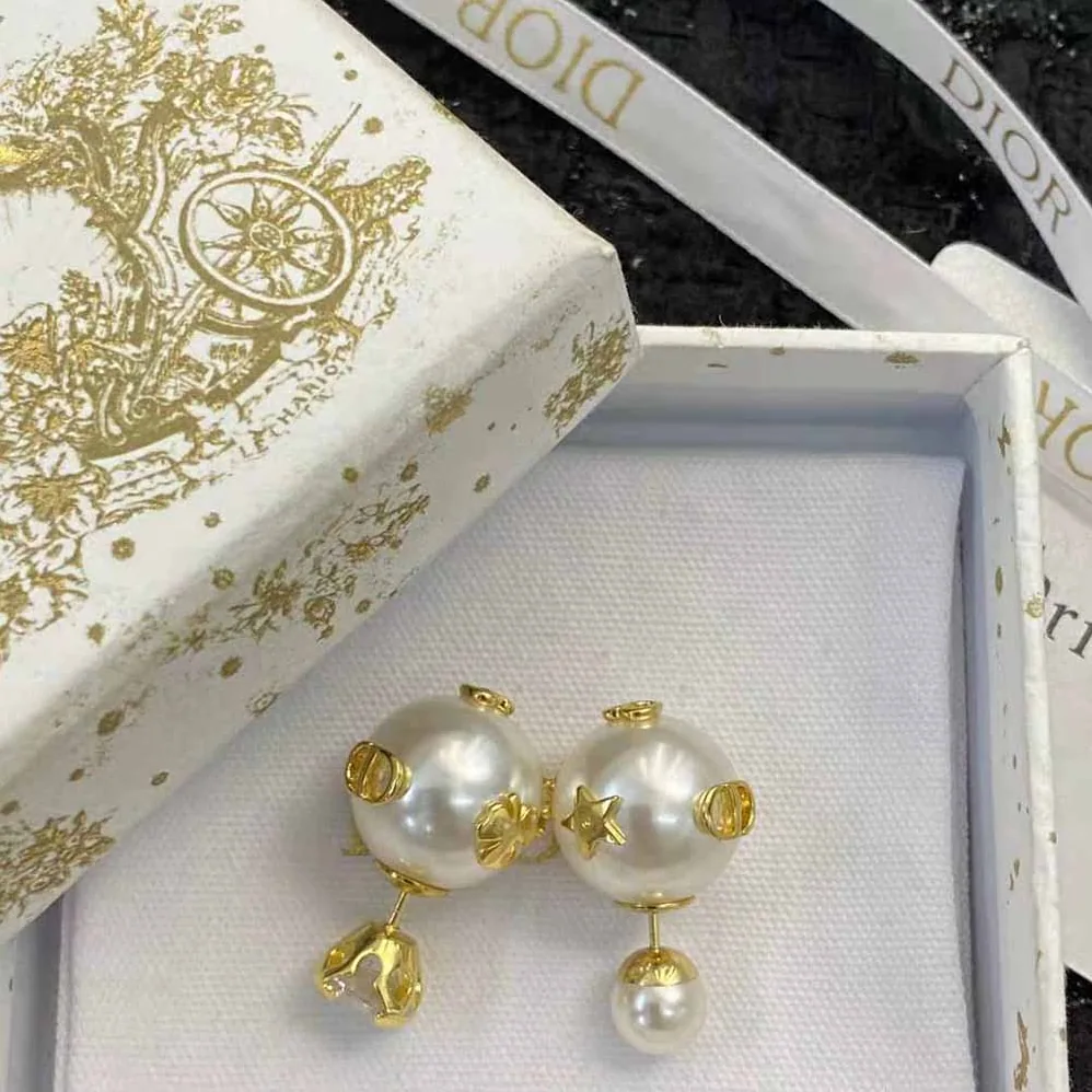 Dior Dior Tribales Earrings Gold-Finish Metal with White Resin Pearls and a Silver for Women in Tone Crystal Dior Dior Tribales Earrings Gold-Finish Metal with White Resin Pearls and a Silver for Women in Tone Crystal