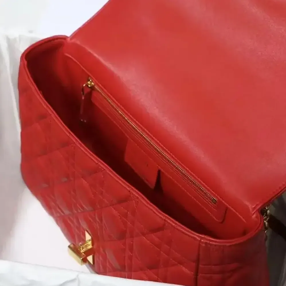 Dior Large Dior Caro Bag Red Soft Cannage Calfskin for Women Dior Large Dior Caro Bag Red Soft Cannage Calfskin for Women
