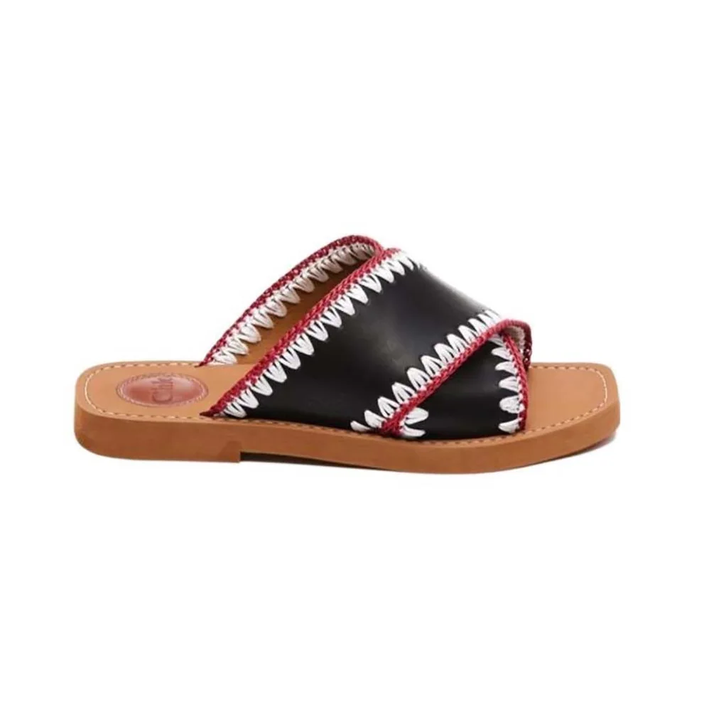 Chloe Woody Flat Slide for Women in Black