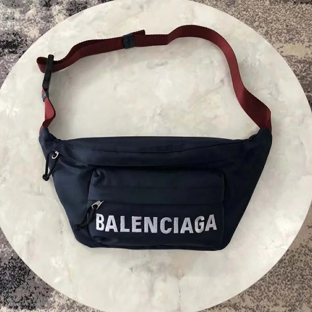 Balenciaga Wheel Beltpack in Navy Nylon and Balenciaga Embroidered for Women