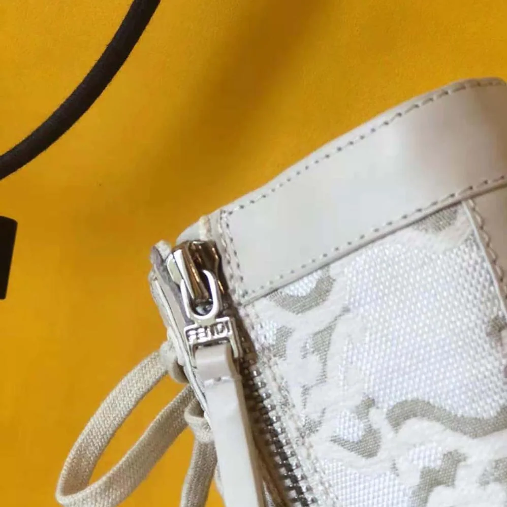 Fendi Signature White Leather Biker Boots for Women