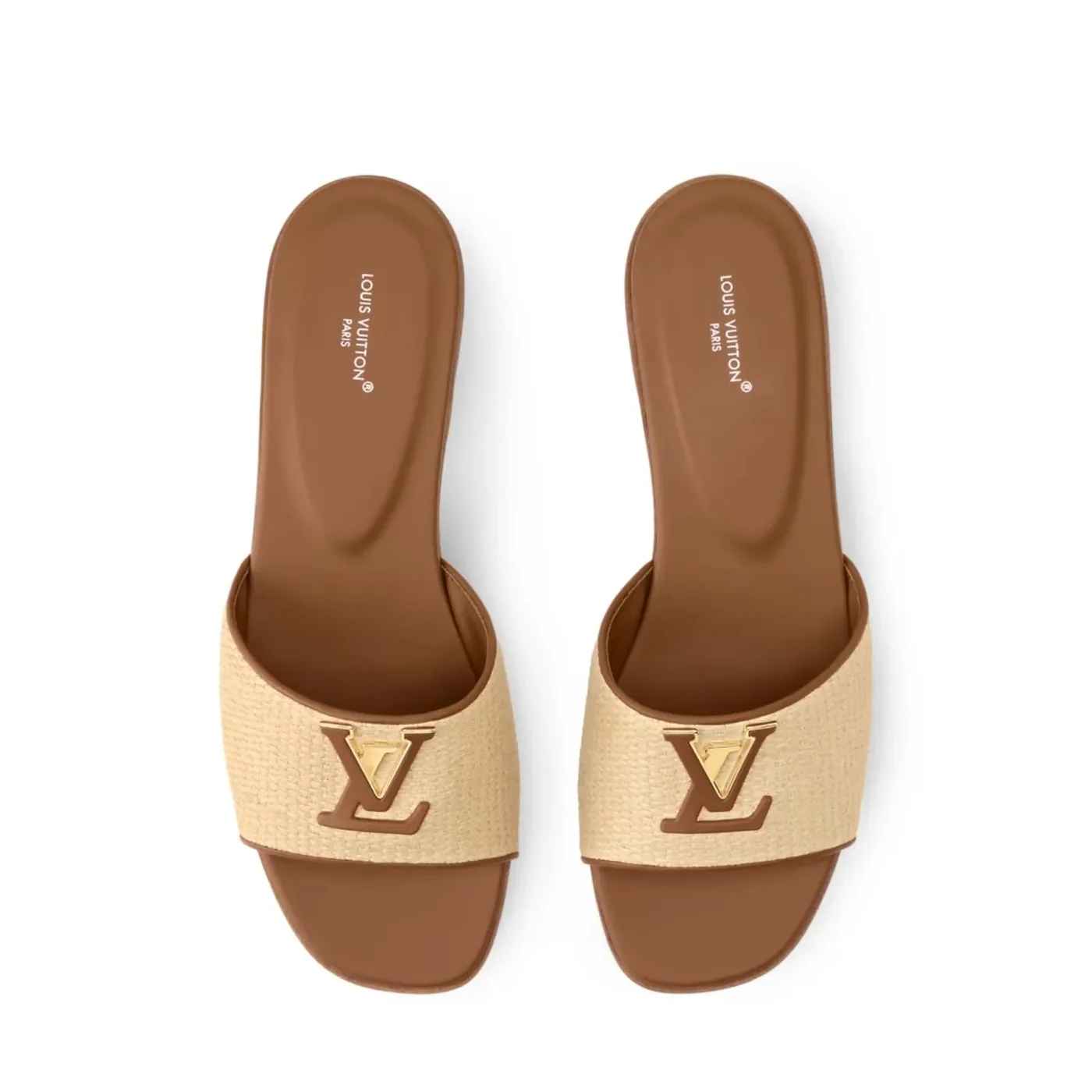 Louis Vuitton LV Mare Flat Mules Natural Beige Raffia 1AK3A4 Louis Vuitton LV Mare Flat Mules Natural Beige Raffia 1AK3A4