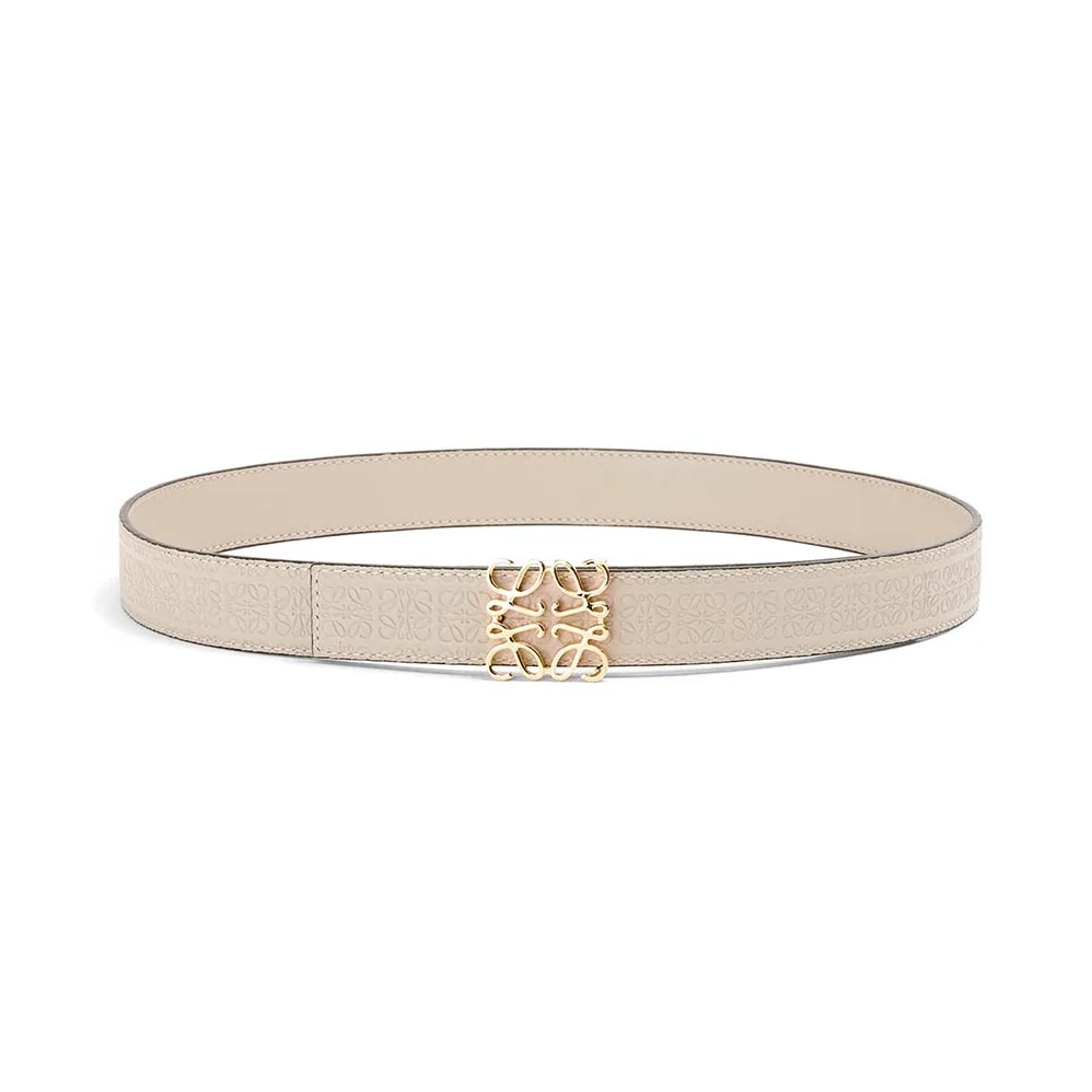 Loewe Anagram Belt in Silk Calfskin for Women in White Loewe Anagram Belt in Silk Calfskin for Women in White