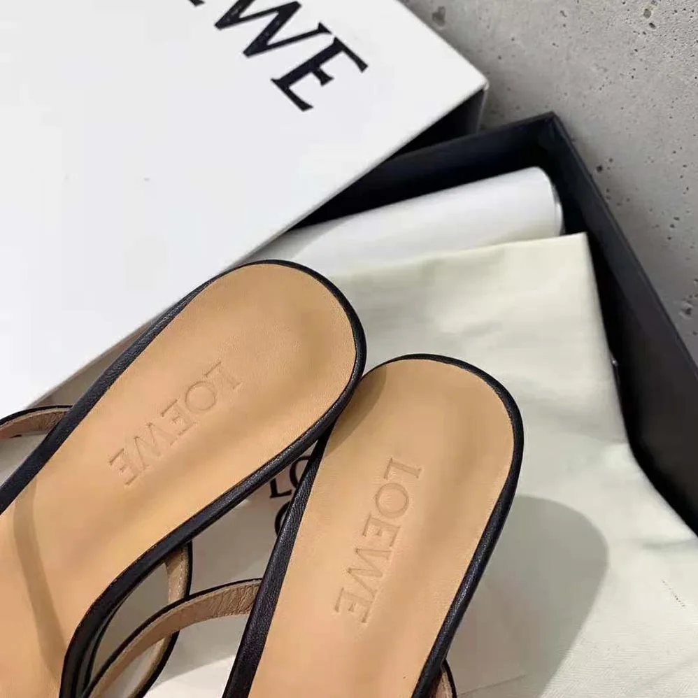 Loewe Nail Polish Sandal in Goatskin for Women in Black Loewe Nail Polish Sandal in Goatskin for Women in Black