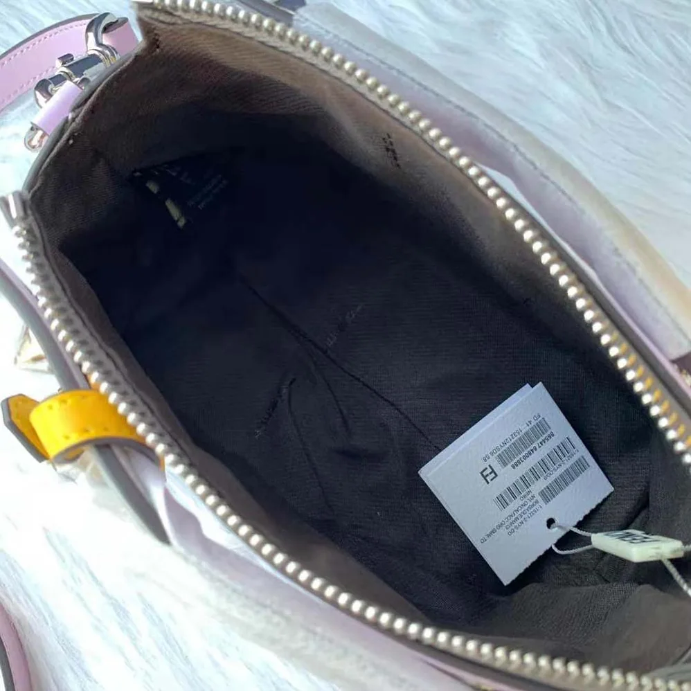 Fendi by the way Mini Multicolor Leather Boston Bag for Women in Pink
