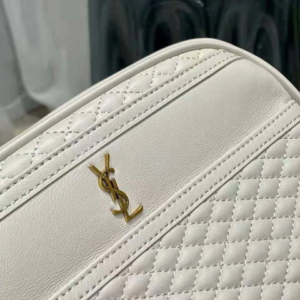 Saint Laurent YSL Victoire Camera Bag in Quilted Lambskin for Women in White Saint Laurent YSL Victoire Camera Bag in Quilted Lambskin for Women in White
