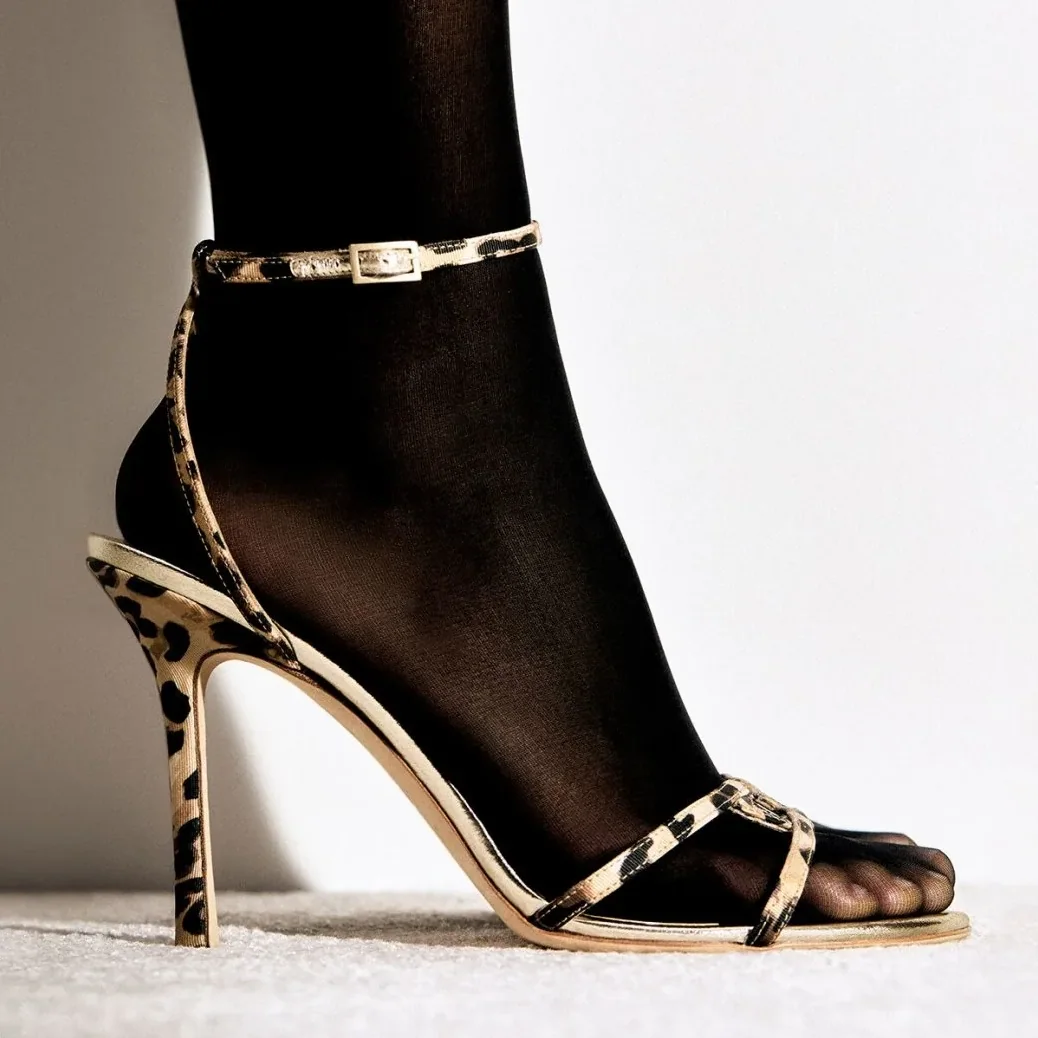 Jimmy Choo Leo Leopard-Print Sandal Natural 1998LEOQKB